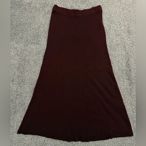 Knit Burgundy A-line Midi Skirt